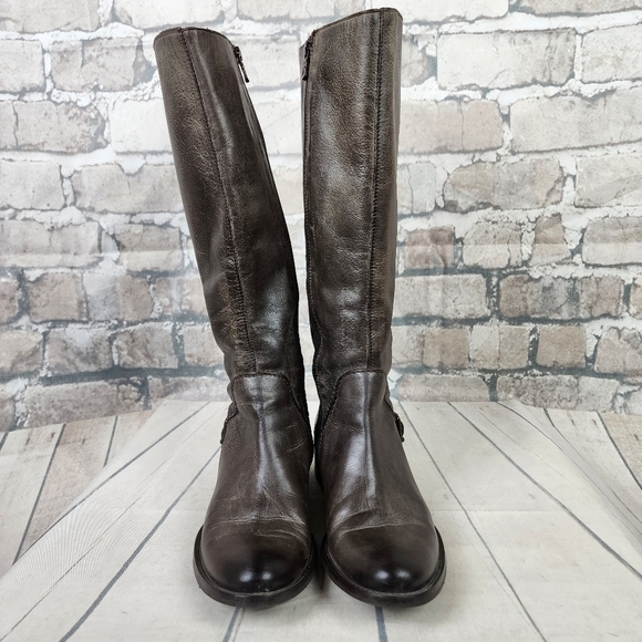 Vintage Tall Fashion Riding Boots Dark Taupe Brown Size 38=7.5 Prep Preppy - Picture 10 of 16